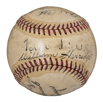 1938 All-Star Team Signed ONL Frick Baseball With 12 Signatures Including Harridge, Medwick & Ott (PSA/DNA)